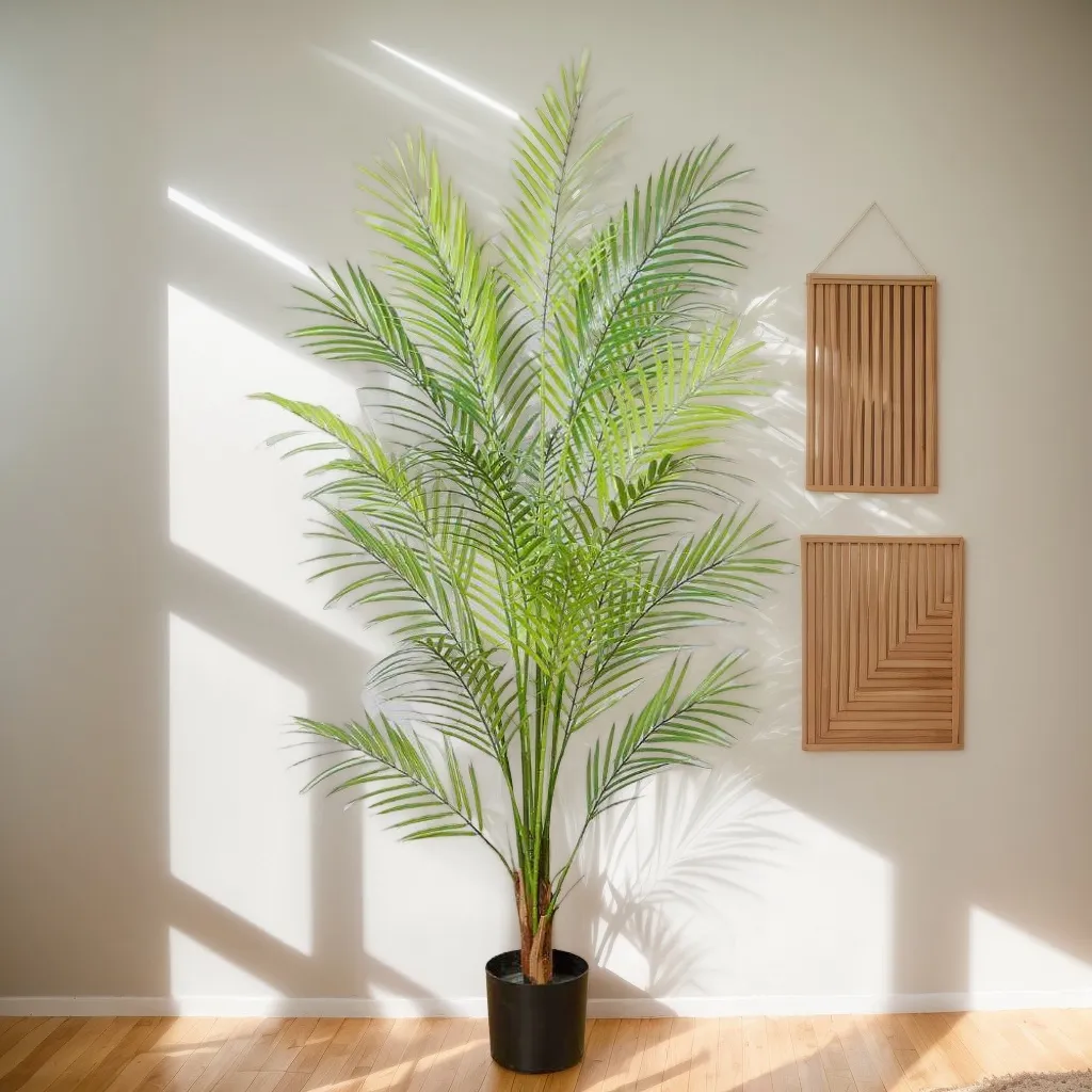 人工のアレカヤシの木が鉢植え植物