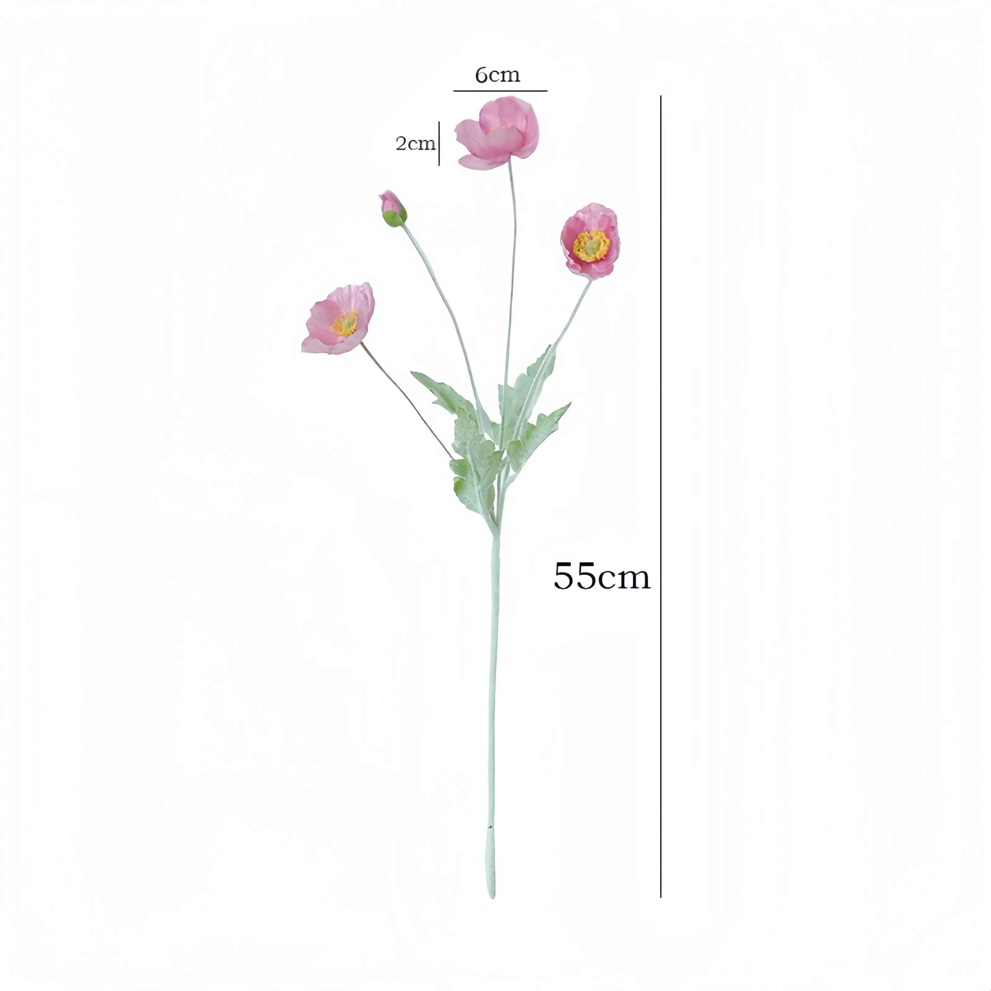 フェイクフロックされたケシの花のアレンジメント