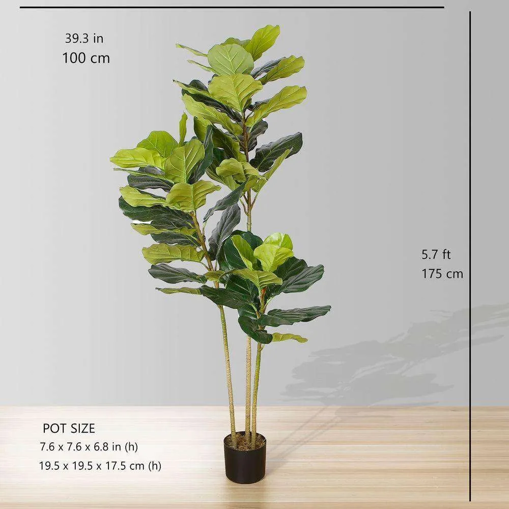 Lyrata人工フィドル葉の鉢植え植物（複数のサイズ）