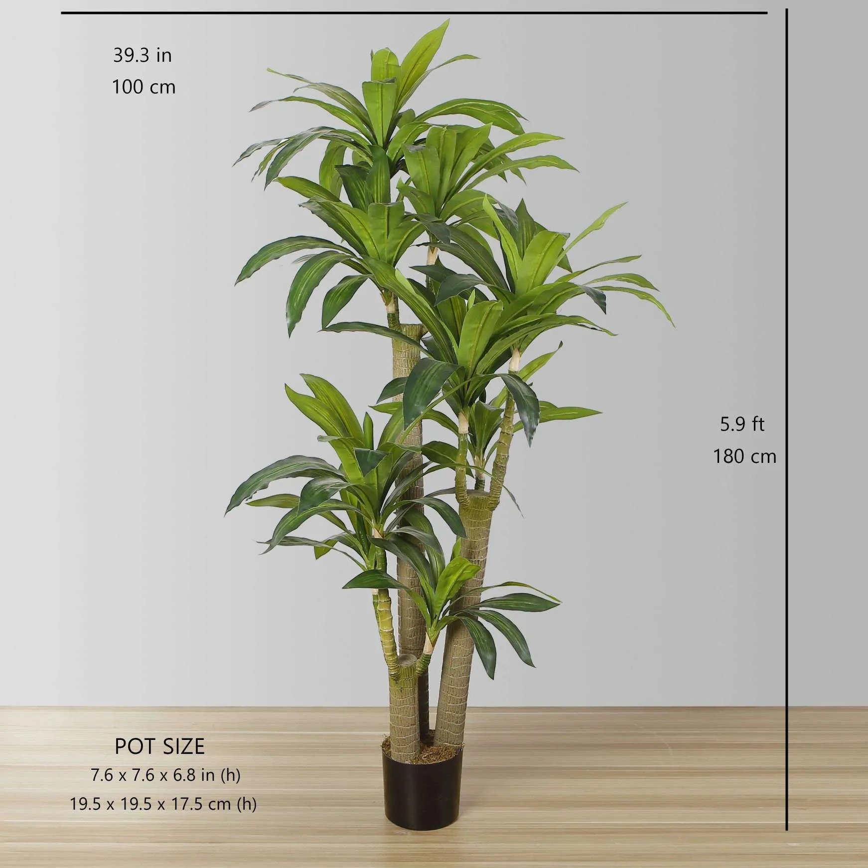 人工ドレシナの木の鉢植え植物（複数のサイズ）
